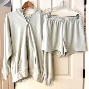 Aritzia TNA Terry Hoodie & Shorts SET